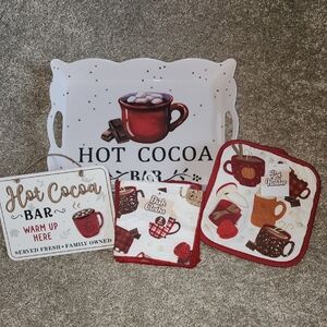 Hot Cocoa Bar Kitchen Set with Tray and Cloths